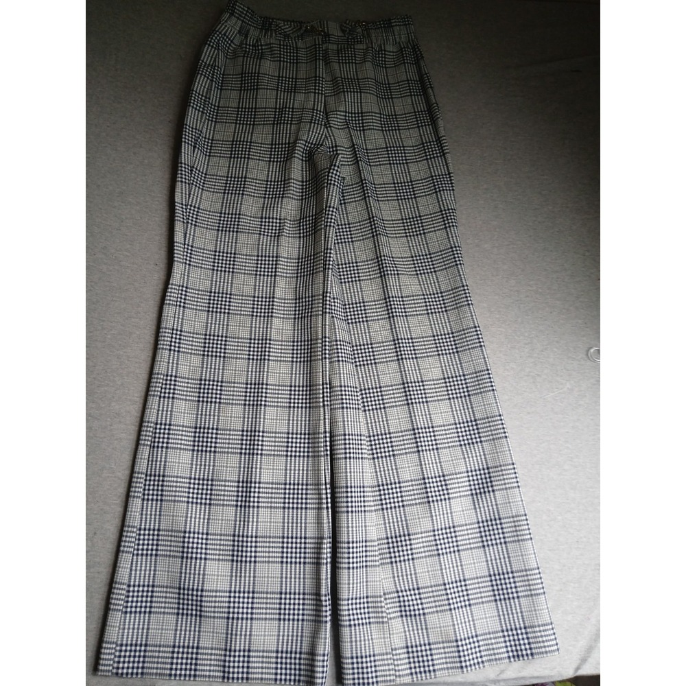 Vintage Bell Bottom Pants Wide Leg Trouser Preppy Plaid Work Retro 70s